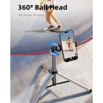 Weilisi Metal Tripod for iPhone, 67" Tall Tripod for Phone with 360° Ballhead, Stable for iPhone Tripod with Remote, Phone Tripod for Video Recording for iPhone 15 Pro Max 14 13 12 Pro Max