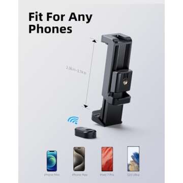 Weilisi Metal Tripod for iPhone, 67" Tall Tripod for Phone with 360° Ballhead, Stable for iPhone Tripod with Remote, Phone Tripod for Video Recording for iPhone 15 Pro Max 14 13 12 Pro Max