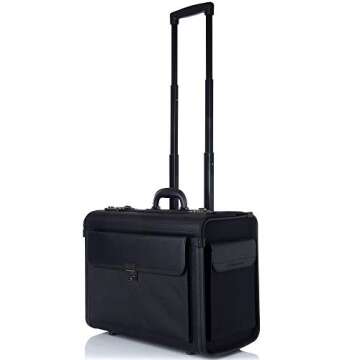 Alpine Swiss Rolling 17" Laptop Briefcase on Wheels Attache Lawyers Case Legal Size Black