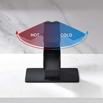 BRAVEBAR Waterfall Bathroom Faucet Black - Single Handle Bathroom Sink Faucets 1 or 4In 3 Hole Solid Vanity Faucet with Deck Plate & Overflow Pop Up Drain Matte Black