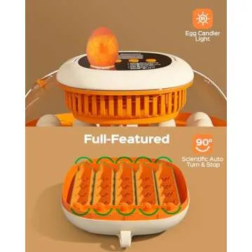 [2024 Upgrade] 25 Egg Incubator, Automatic Egg Turner with Thermometer Seat and Humidity Control, Egg Candler, 360° View with Clear Window, Incubators for Hatching Chicks (Sunlit Orange)
