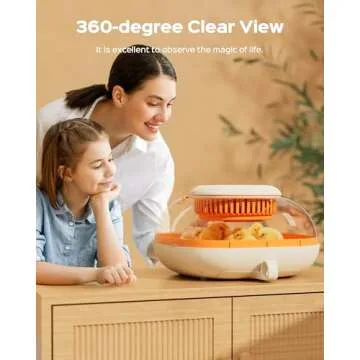 [2024 Upgrade] 25 Egg Incubator, Automatic Egg Turner with Thermometer Seat and Humidity Control, Egg Candler, 360° View with Clear Window, Incubators for Hatching Chicks (Sunlit Orange)
