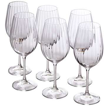 Bezrat Wine Glasses Set of 6 - Pure Crystal Stemware Big Wine Glass - Waterfall Edition - 16 Ounces