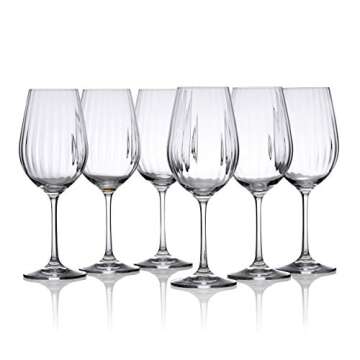 Bezrat Wine Glasses Set of 6 - Pure Crystal Stemware Big Wine Glass - Waterfall Edition - 16 Ounces