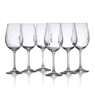 Bezrat Wine Glasses Set of 6 - Pure Crystal Stemware Big Wine Glass - Waterfall Edition - 16 Ounces