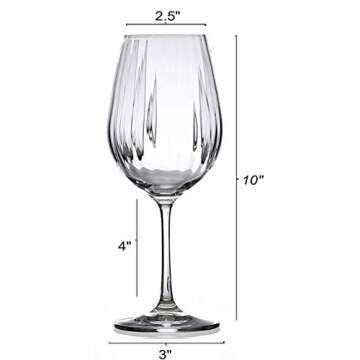 Bezrat Wine Glasses Set of 6 - Pure Crystal Stemware Big Wine Glass - Waterfall Edition - 16 Ounces