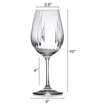 Bezrat Wine Glasses Set of 6 - Pure Crystal Stemware Big Wine Glass - Waterfall Edition - 16 Ounces