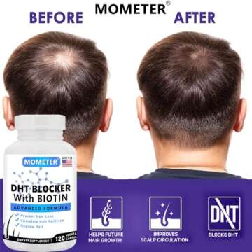 DHT Blocker Hair Growth Vitamins for All, 120 Capsules - Boost Healthy Hair!