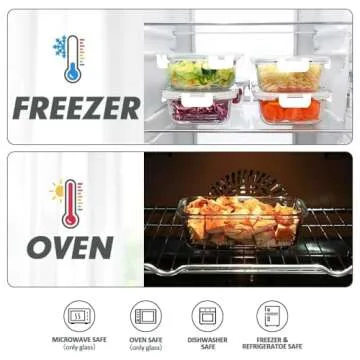 VERONES 24 Pieces Glass Food Storage Containers Set, Airtight Glass Lunch Containers, Glass Meal Prep Containers with Lids,Exclusive of BPA, for Microwave, Oven, Freezer & Dishwasher Friendly,White