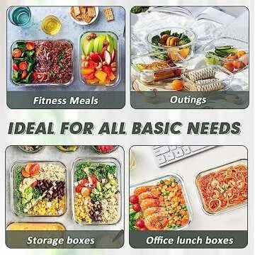 VERONES 24 Pieces Glass Food Storage Containers Set, Airtight Glass Lunch Containers, Glass Meal Prep Containers with Lids,Exclusive of BPA, for Microwave, Oven, Freezer & Dishwasher Friendly,White