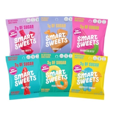 SmartSweets Variety Pack Sampler - Low Sugar & Calorie Candy, Pack of 6