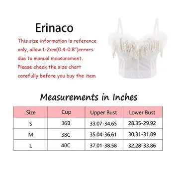 Erinaco Women Sexy Faux Fur Beaded Tassel Crop Top Spaghetti Strap V Neck Low-Cut Tank Top Sleeveless Camisole