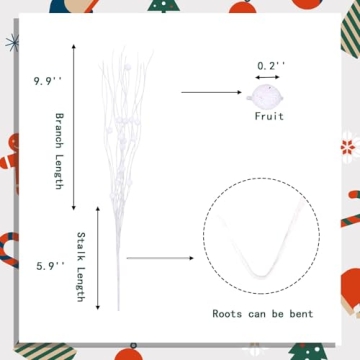 6 Pcs Glitter Berry Stems for Stunning Christmas Decor