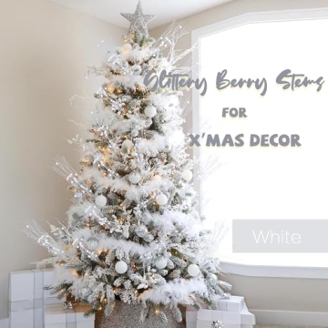 6 Pcs Glitter Berry Stems for Stunning Christmas Decor