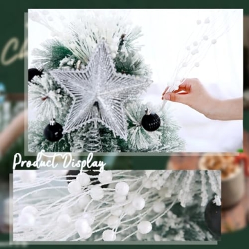 6 Pcs Glitter Berry Stems for Stunning Christmas Decor