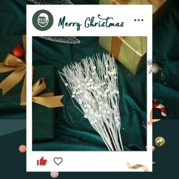 6 Pcs Glitter Berry Stems for Stunning Christmas Decor