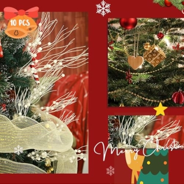 6 Pcs Glitter Berry Stems for Stunning Christmas Decor