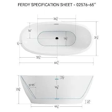FerdY Koh Samui 65" Freestanding Acrylic Bathtub