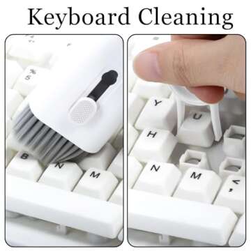 Laptop Keyboard Earbud Screen Cleaner Sprayer Kit for Airpods Pro MacBook iPad iPhone iPod, walrfid Electronics Airpod Cleaning Pen Brush Tool for PC Monitor TV Phone Computer Headphone - White