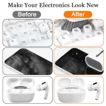 Laptop Keyboard Earbud Screen Cleaner Sprayer Kit for Airpods Pro MacBook iPad iPhone iPod, walrfid Electronics Airpod Cleaning Pen Brush Tool for PC Monitor TV Phone Computer Headphone - White