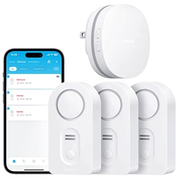 Govee WiFi Water Sensor 3 Pack, Smart Water Leak Detector, 100dB Adjustable Alarm Suit for Home and ...