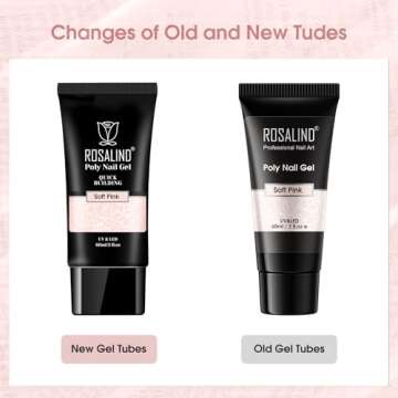 ROSALIND Pink Poly Nail Gel, 2 oz Soft Pink Poly Extension Gel for Nail Natural Builder Nail Gel Pin...