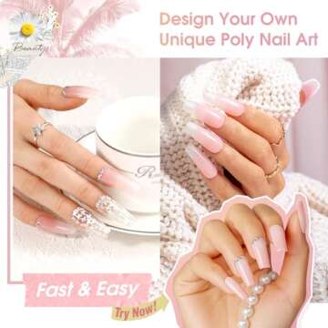 ROSALIND Pink Poly Nail Gel, 2 oz Soft Pink Poly Extension Gel for Nail Natural Builder Nail Gel Pink Color, Light Pink Poly Extension Nail Decoration Long-Lasting Poly Nail Enhancement Gel