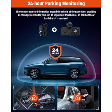 3 Channel 4K Dash Cam 24H Parking Monitor Built-in 32GB Card