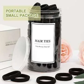 [140 PCS] Black Hair Ties, Seamless Cotton Hair Bands for Women Girls, Elastic Soft Ponytail Holders, No Damage Stretchy Hair Tie for Thick Heavy Curly Hair
