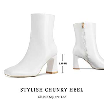 Chic OHXZTX Women's Square Toe Ankle Boots in White Patent