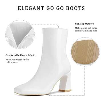 Chic OHXZTX Women's Square Toe Ankle Boots in White Patent