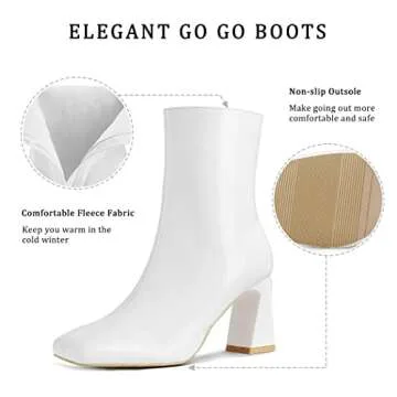 Chic OHXZTX Women's Square Toe Ankle Boots in White Patent