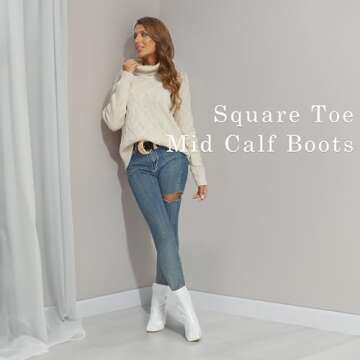 Chic OHXZTX Women's Square Toe Ankle Boots in White Patent