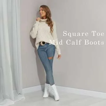 Chic OHXZTX Women's Square Toe Ankle Boots in White Patent