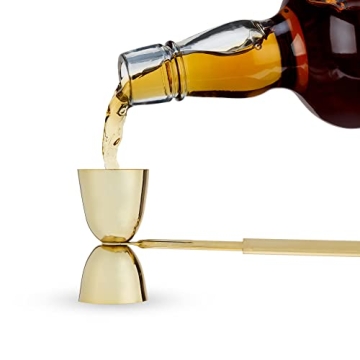 Twine Gold Barware Set - Elegant Cocktail Tools with Marble Stand