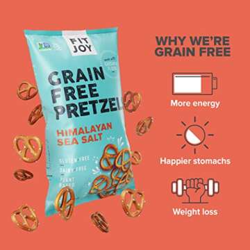 FitJoy Gluten Free Pretzels, Sea Salt Twists, Grain Free, 5 Ounce Bags, 4 Pack