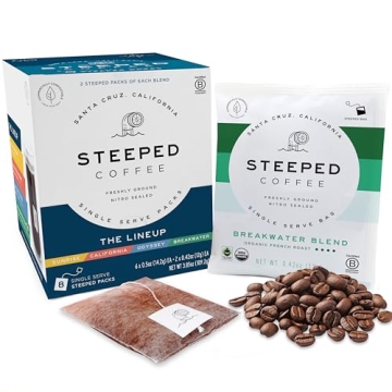 Steeped Coffee Tea Bags - Eco-Friendly Single Serve Pouches for Gourmet Coffee on the Go - 8 Count V...