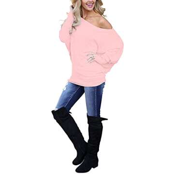 Stylish INFITTY Women’s One Shoulder Long Sleeve Top in Pink