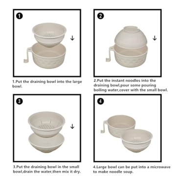 Layron Ramen Cooker Ramen Bowl Set with Chopsticks 33oz Microwave Noodle Bowl College Dorm Room Essentials for Girls for Boys Apartment Essentials-White