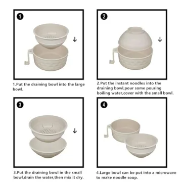 Layron Ramen Cooker Ramen Bowl Set with Chopsticks 33oz Microwave Noodle Bowl College Dorm Room Essentials for Girls for Boys Apartment Essentials-White