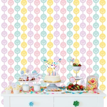 Tellingyou 2 Set Smile Face Foil Curtain for Parties
