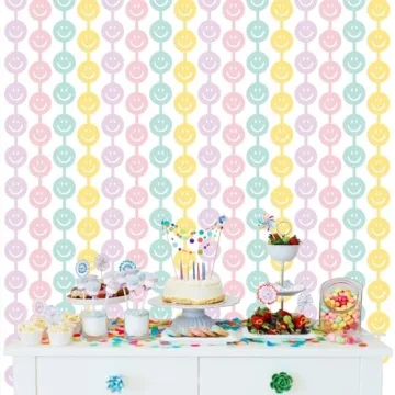 Tellingyou 2 Set Smile Face Foil Curtain for Parties
