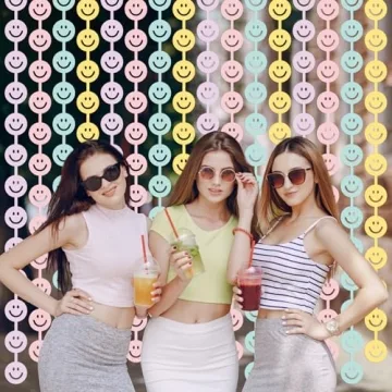 Tellingyou 2 Set Smile Face Foil Curtain for Parties