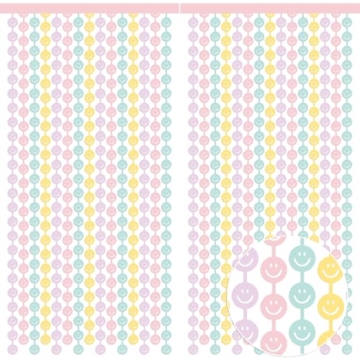 Tellingyou 2 Set Smile Face Foil Curtain for Parties
