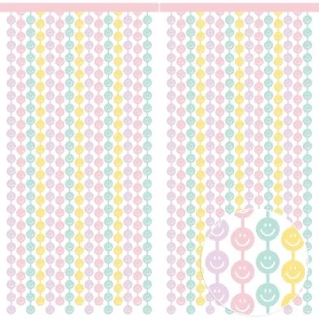 Tellingyou 2 Set Smile Face Foil Curtain for Parties