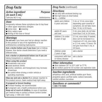GoodSense Children's All Day Allergy Relief, Cetirizine Hydrochloride Oral Solution 1 mg/mL, Bubble Gum Flavor, Dye Free, Sugar Free, 4 Fluid Ounce