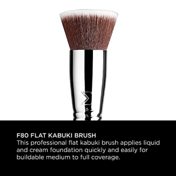 Sigma Beauty F80 Flat Kabuki Brush – Flat Top Kabuki Foundation Brush and Professional Grade Makeup Brush with Ultra-Soft Fibers for Blending Liquid & Cream Makeup Products (Black, 1pc)