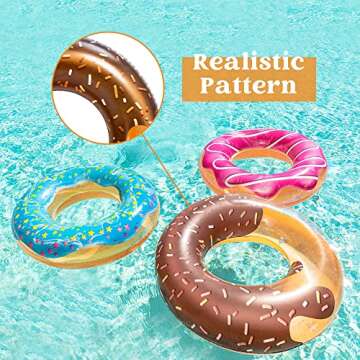 JOYIN Donut Pool Float with Glitters 32.5” (3 Pack), Funny Tube Toys for Swimming Pool Party and Donut Party Supplies