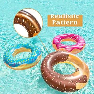 JOYIN Donut Pool Float with Glitters 32.5” (3 Pack), Funny Tube Toys for Swimming Pool Party and Donut Party Supplies
