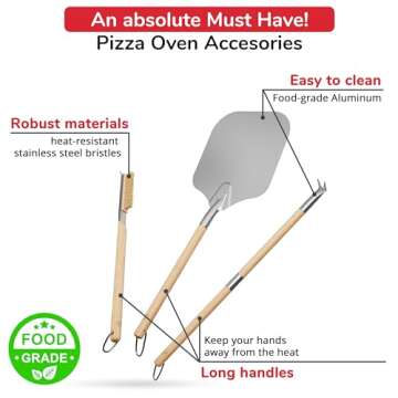 Senwosa Pizza Oven Accessories Set - 3 Piece Pizza Making Kit with Pizza Peel, Pizza Oven & Stone Br...